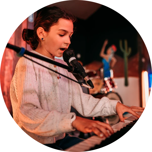 girl with a piano