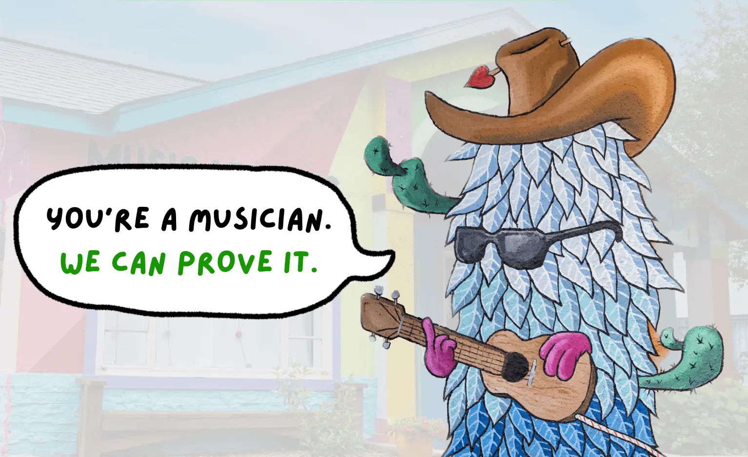 fun looking character holding a guitar