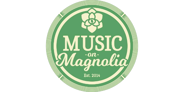 Music on Magnolia logo - a green circle with a pale magnolia flower