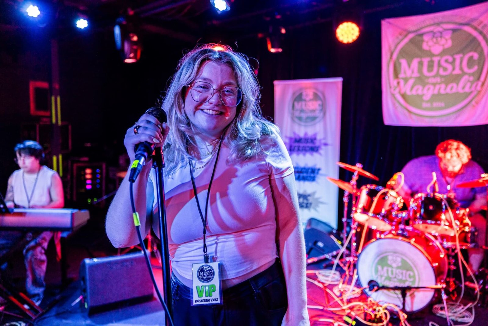 singer on stage at music on magnolia