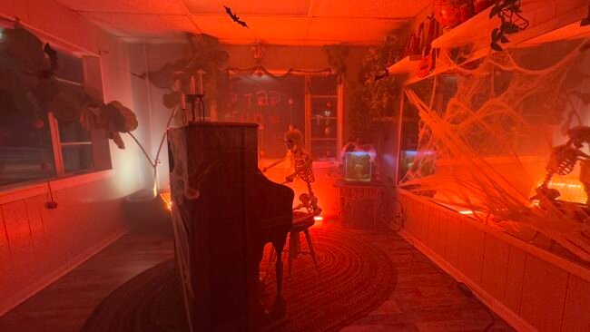 skeleton playing organ